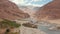 Panj River and Pamir Mountains, Panj Is Upper Part of Amu Darya River. Panoramic View, Tajikistan and Afghanistan Border