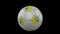 Panjab flag on flying and rotating soccer ball on transparent alpha channel