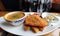 Panko-Breaded Halibut and Chips with Lobster Bisque