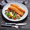 Panko crusted baked salmon fillets, veggies salad