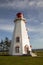 Panmure Island Lighthouse, PEI against blue skies