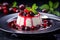 Panna cotta with berry compote tasty dessert background