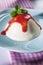 Panna cotta with strawberries and mint sauce