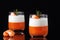 Panna Cotta with tangerines, jelly and rosemary, Italian dessert, home cooking. Copy space