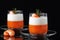 Panna Cotta with tangerines, jelly and rosemary, Italian dessert, home cooking. Copy space