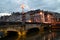 Pannecau bridge crossing the river Nive in the evening in the city of Bayonne