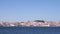 Panning of city center of Lisbon, Portugal from the Tagus river captured from a ferry