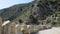 Panning down the rock-cut tombs in Myra