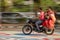 Panning of a Family on the Bike in Dhaka