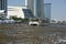 Panning of a ferry boat crusing on Chao Phraya river