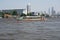 Panning of a ferry boat crusing on Chao Phraya river