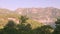 Panning landscape with mountains and sea lagoon