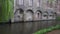 Panning out of focus background plate of canal in Bruges for compositing