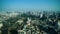 Panning shot of Bangkok city downtown skyline and expressway road, view from Baiyoke Tower II in Bangkok, Thailand