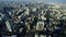 Panning shot of Bangkok city downtown skyline and expressway road, view from Baiyoke Tower II in Bangkok, Thailand