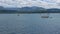 Panning shot of Beaumaris harbour in Wales