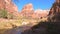 Panning Shot Bottom Up Amazing Views Mountains With Red Rocks Zion Park USA Utah