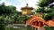 Panning shot of nan lian gardens, bridge and pavilion in hong kong