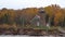 Panning shot of Raspberry Island Lighthouse in Apostle Islands National Lakeshore in Bayfield Wisconsin. Located on Lake Superior