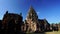 Panning shot of unidentified people visit Prasat Khao Phanom Rung Historical park in Buriram, Thailand