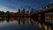 Panning Time Lapse Movie of Portland Oregon Downtown Cityscape with Hawthorne Bridge and Water Reflection at Blue Hour 1080p