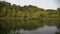 Panning trough the river bank, salmon fishing spot. Early morning scene