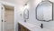 Pano Bathroom interior with vanity sink and separate bathtub
