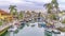 Pano The beautiful canal in Long Beach California with boats and reflection of trees