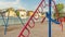 Pano frame Fun playground for children with colorful slides swings and climbing bars