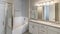 Pano Large master bathroom with ambient lights and separated toilet