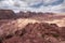 panopama of sandstone formations in the desert mountains next to the ancient city of Petra