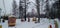 Panoram ferris wheel in a winter deserted amusement park