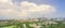 Panorama aerial Austin downtown from Barton Creek Greenbelt