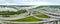 Panorama aerial crisscrossing highway roads and bridges in Louisville Kentucky