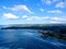 Panorama Aerial Drone View of Waikiki Beach Honolulu Hawaii USA taken from Diamond head. Resorts hotels on the white sandy beach