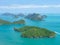 Panorama aerial landscape view group of Ang Thong Islands National Marine Park from Pha Jun Jaras view point at Wua Ta Lap island