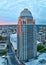 Panorama aerial sunrise over Louisville Kentucky downtown 400 west market building