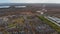 Panorama aerial vertical view residential houses with USA during fall