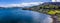 An panorama aerial view along the southern shore of Portree on the Isle of Skye, Scotland