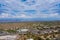 Panorama the aerial view of a Fountain Hills small town near mountain desert of residential suburban development in in