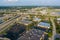Panorama aerial view interstate 45, highway road junction at southeast side of Houston, Texas