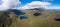 Panorama aerial view of the Mountains of the Central Dingle Peninsula and Connor Pass in County Kerry of Ireland