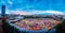 Panorama aerial view of Multi-colored tents in Rod-Fai market (s