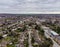 A panorama aerial view from the northern side of Market Harborough, UK