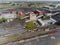 Panorama aerial view shot of coal processing plant, industrial production