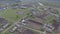 Panorama aerial view shot on cottage village, suburb, village, above