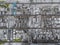 Panorama aerial view shot finished goods warehouse of metal products