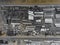 Panorama aerial view shot finished goods warehouse of metal products