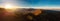 Panorama Aerial view of Sunrise over the Mountain Bromo active v