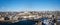 Panorama aerial view of the Swiss old town Schaffhausen in winter, with the medieval castle Munot